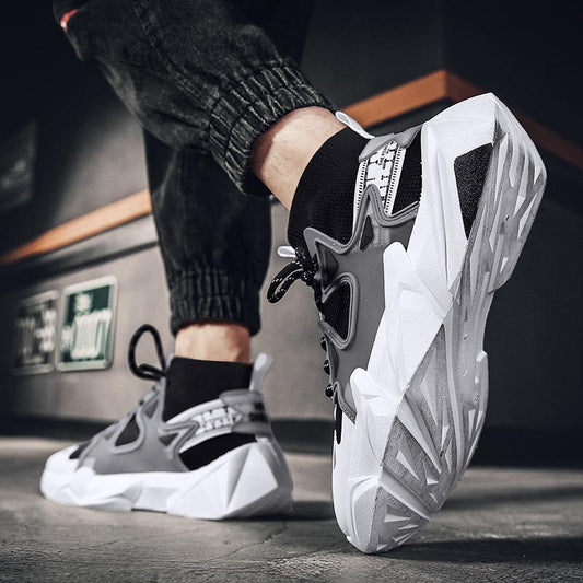 Summer Men's Breathable Heighten Shoes Trendy High Top Men's Tennis Shoes All-match Sports and Leisure Student Basketball Shoes