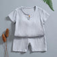 Baby Suit Leisure Sports Girls Boys T-shirt + Shorts Suit Pajamas Children's Clothing Two Piece Set Pleated Thin Summer Suit