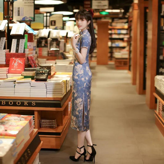 Improved Version of Cheongsam Dress Retro Elegant Young Girl Eroded Lightly Cooked Chinese Style Long Skirt Daily