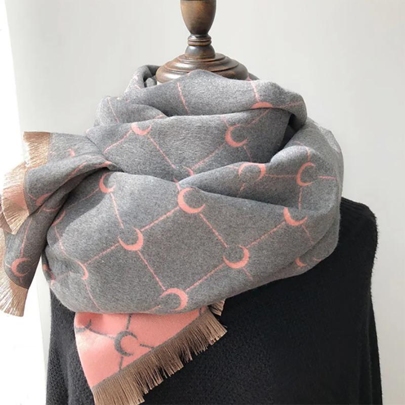 Double-sided Moon Scarf Female Winter Korean Wild Double-sided Solid Color Scarf Long Thick Warm Shawl