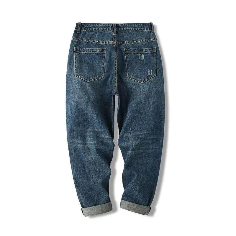 Jeans Men's American Retro Casual Straight-leg Pants Loose Wide-leg Cropped Trousers