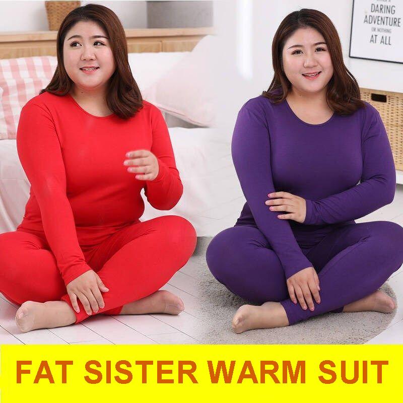 Thermal Underwear Set Women Suit Plus Size 5 XL Velvet Warm Thermo Clothes Long Johns Autumn Winter Solid Color Slim Long Pants Trousers Extra-large