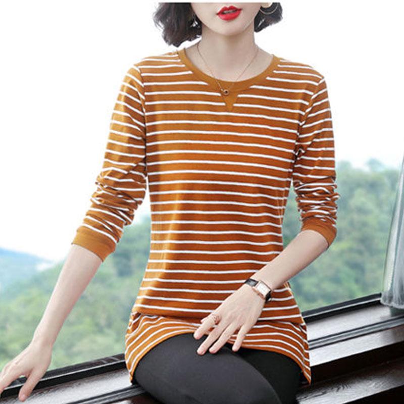 Casual Cotton Basic T-shirt Women Loose Long Sleeve  Tee Shirts Female Solid Tees Ladies Fall Tops Pullover