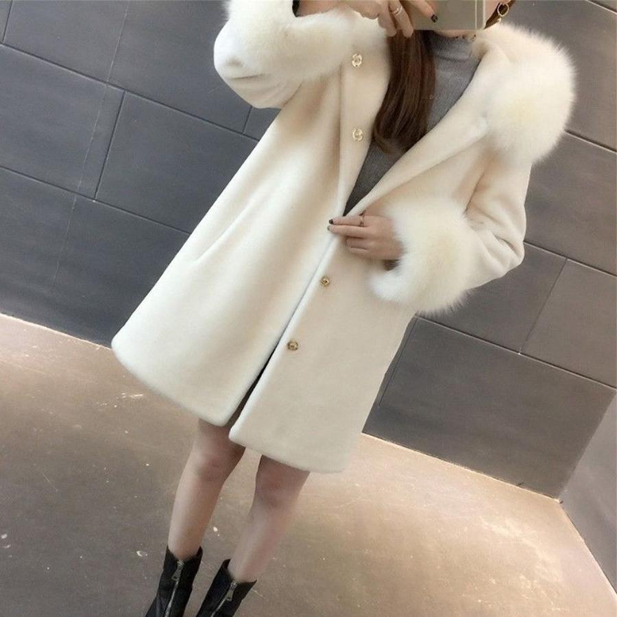 Lamb Fur Mink Loose Coat Winter Ladies Fur Coat Plush Thickening Medium Length Women's Leather Coat Plus Size