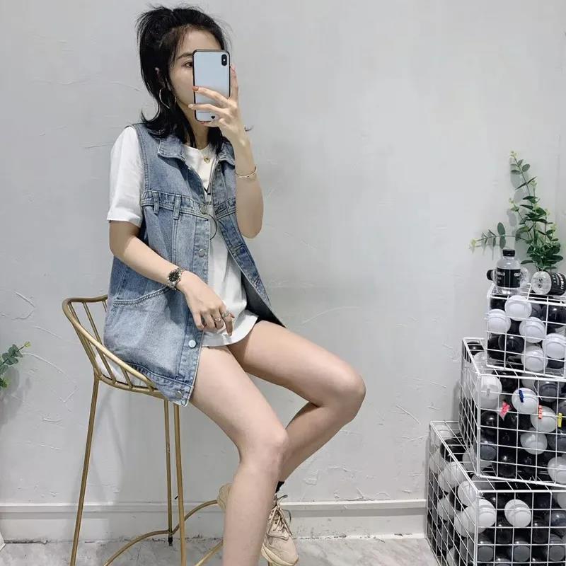 Denim Vest Women Loose Sleeveless Vest Waistcoat Jacket Casual Loose Women's Denim Sleeveless Jacket Comfortable