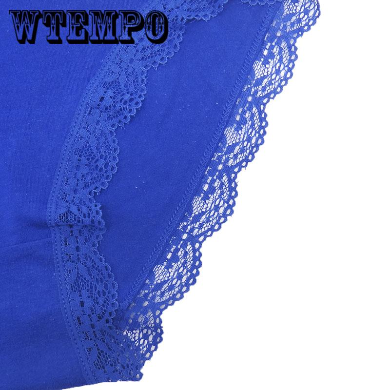 WTEMPO 6 Pcs/Lot  Woman Underwear Briefs Seamless Panties Plus Size Lace Cotton Sexy Antibacterial