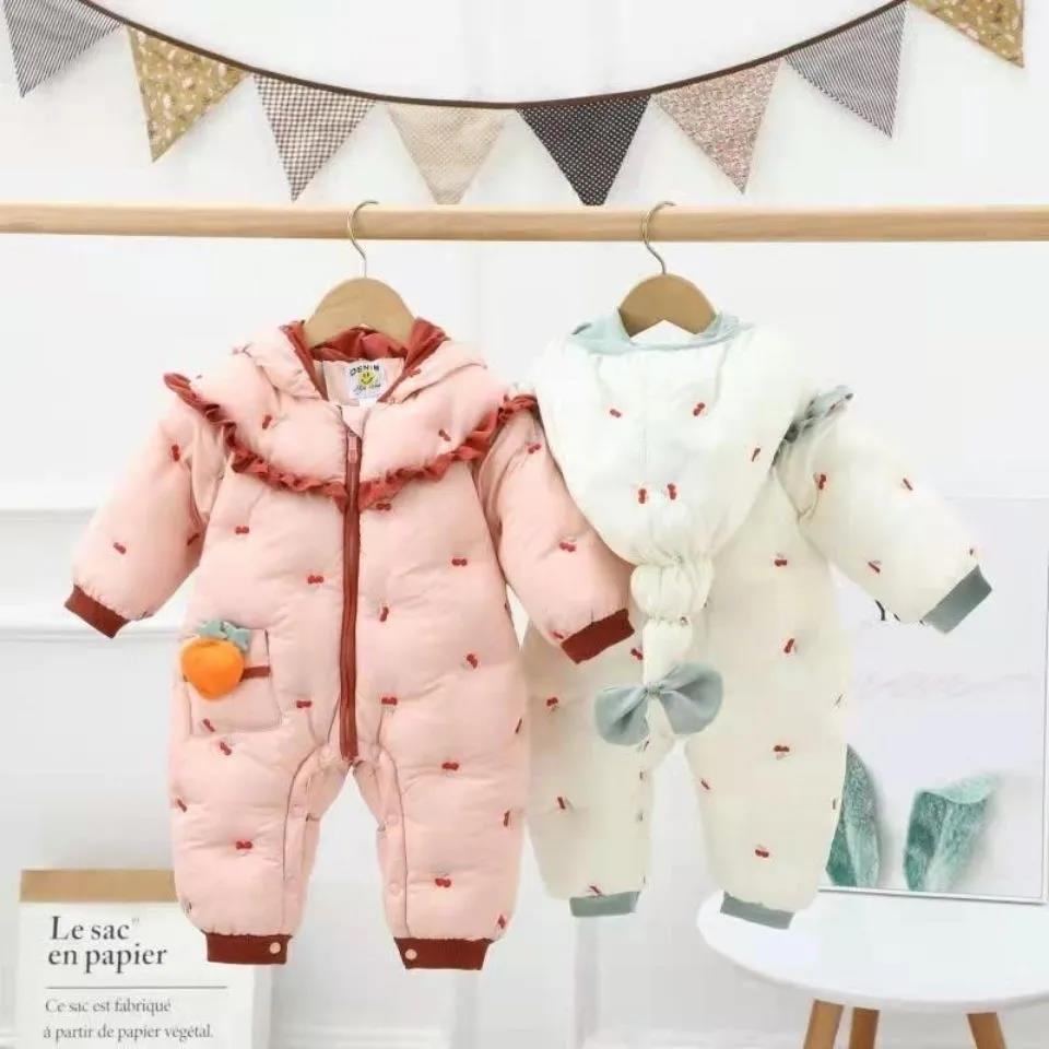 Baby Clothes, Children's Clothes, Down Cotton Clothes, Autumn and Winter Plush Thickened One-piece Clothes, Outdoor Clothes, Cotton Clothes