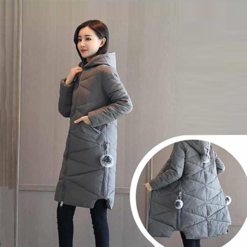 Women's Solid Color Down Jacket Mid-length Down Jacket Winter Korean Style Loose Coat Warm Stand-collar Down Jacket Quilted Jacket