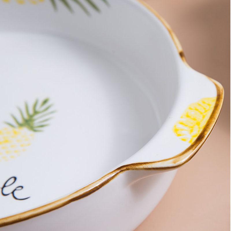 Ceramic Dishes Household Deep Dishes Tableware Dishes Baking Trays Creative Binaural Steamed Egg Discs Binaural Plates