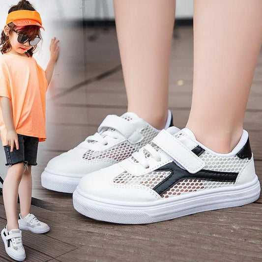 Children's Net Shoes Spring and Summer Boys White Shoes Girls Board Shoes Breathable Soft Sole Sports Hollow Casual Shoes