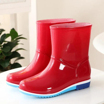 Short Rain Boots Women's Water Shoes Rain Boots Rubber Boots Spring and Autumn Waterproof Boots Non-slip Rubber Shoes