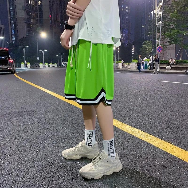 Summer Ice Silk Shorts Men's Thin Sports Quick-drying Five-point Pants Loose Straight Casual Pants Beach Mesh Big Pants