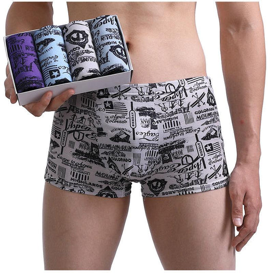 Four-piece Men's Underwear Boxer Shorts Breathable Student Pants Fashion Trend Plus Fat Youth Shorts