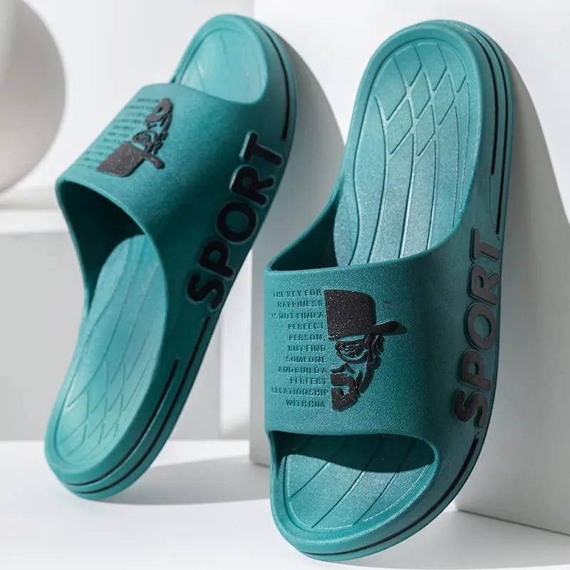 Men's and Women's Same Style of Personality Slippers Homewear Bathroom Non-slip Thick Bottom Wear-resistant Summer Men's Sandals Women's Flip Flops