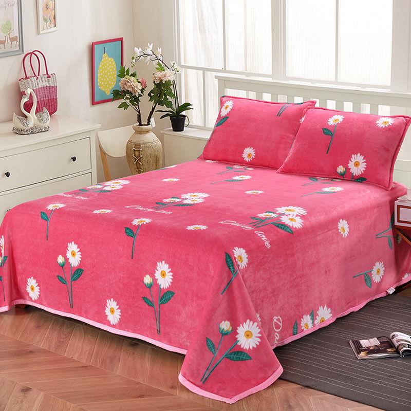 Coral Fleece Blanket Sheet Short Fleece Blanket Double-sided Fleece Single-piece Bedding Winter Fluffy Double-Fleece Flannel Warm Sheet