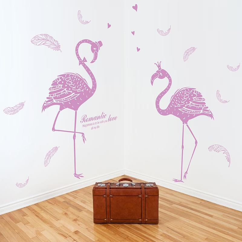 New warm bedroom living room couple flamingo porch wall decoration removable pvc wall stickers