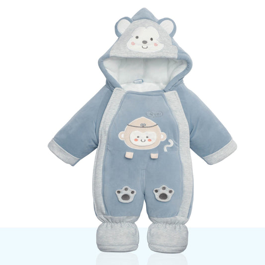 Baby Plush Jumpsuit Men's and Women's Baby Winter Lovely Outdoor Clothes Newborn Thickened Warm Climbing Clothes Ha Clothes