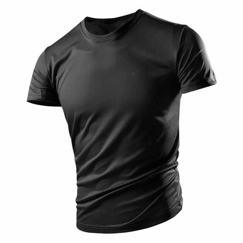 Sport Tees Men Slim T-shirt Stretch Muscle Shirt Half Sleeve Overshirt Solid Color Pullover Modal Casual Top Male Clothing