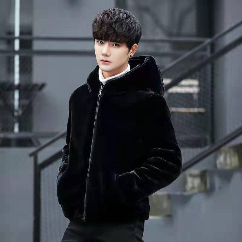 Winter High-end Warm Men's Meal Imitation Fur Mink Mink Casual Hooded Jacket Imitation Thick Mink Coat Men Parka Coat