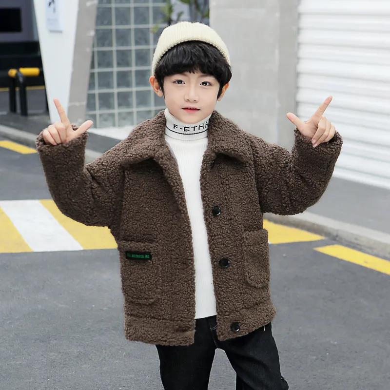 Boys' Lamb Velvet Jacket Western Style and Cotton Wool Sweater Children's Clothing In Autumn and Winter Korean Style Trendy Jackets