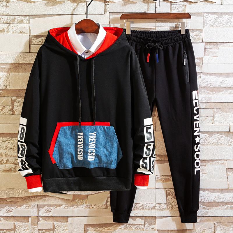 Sweatshirt Set Hoodie Large Size Spring and Autumn Men's Clothing 2pcs set Trend Long Sleeve