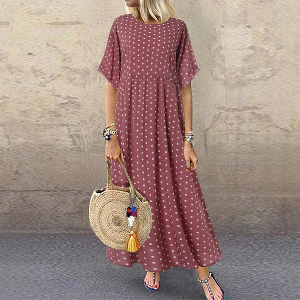 Boho Maxi Dress Vintage Print Summer Half Sleeve Loose Dress Casual Plus Size Female Long Dress Big Swing Dresses Robe Vestidos