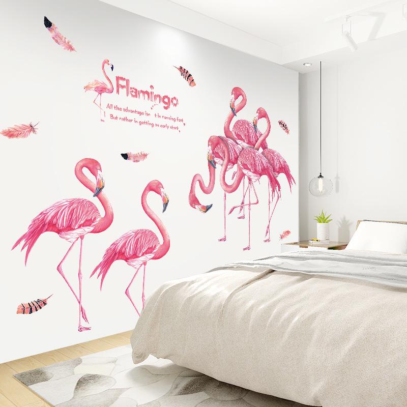 Flamingo bedroom study living room wall porch corridor decoration removable wall stickers