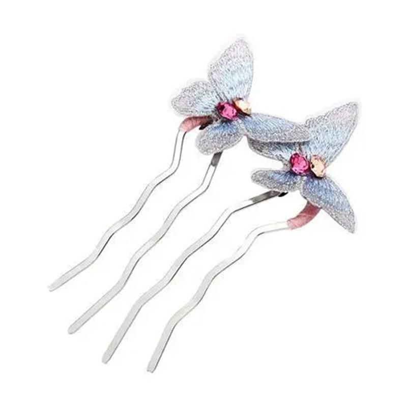 Maruko Hair Clip Headdress Butterfly Insert Comb Bridal Headdress Step Shake Insert Comb Hair Pin Hair Comb Women's Shiny Hairpi