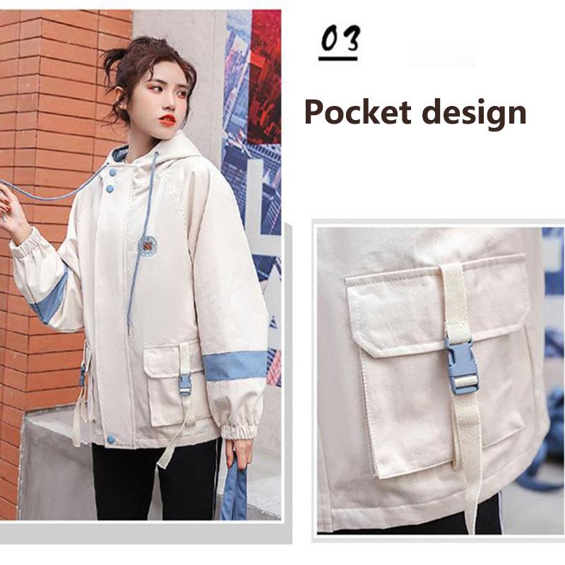 Spring and Autumn Loose All-match Zipper Shirt Hooded Temperament Western Style Tooling Jacket Jacket Women