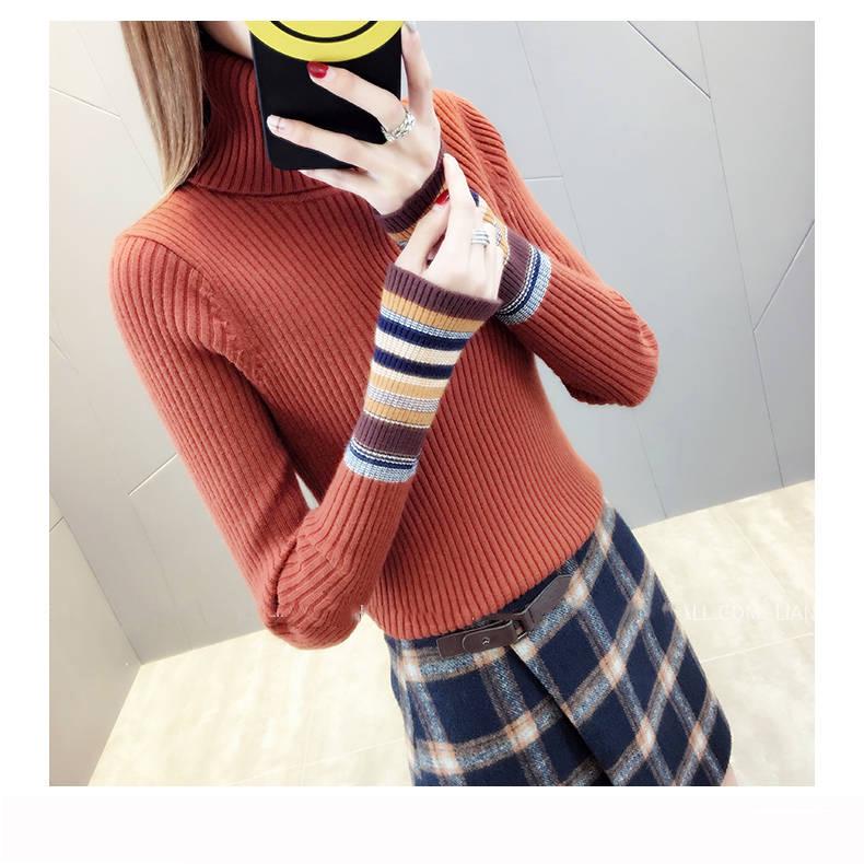 Medium and Long Section High Collar Sweater Winter Knitting Sweaters Large Size Sweater Woman