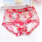 4 Pieces Women's Sexy Ultra-thin Panties Female Transparent Printing Mid-waist Large Size Underwear Mesh Breathable Briefs Shorts Spring and Summer