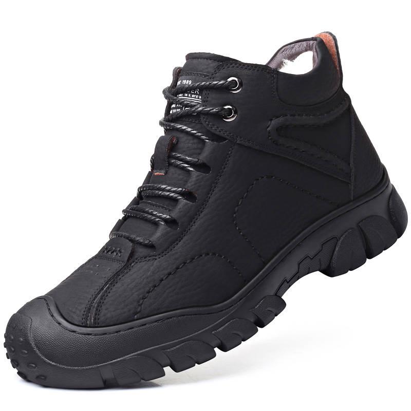 Leather Boots Men Winter Leather Shoes Fashion Men Winter Snow Boots Male Boots Men Sneakers