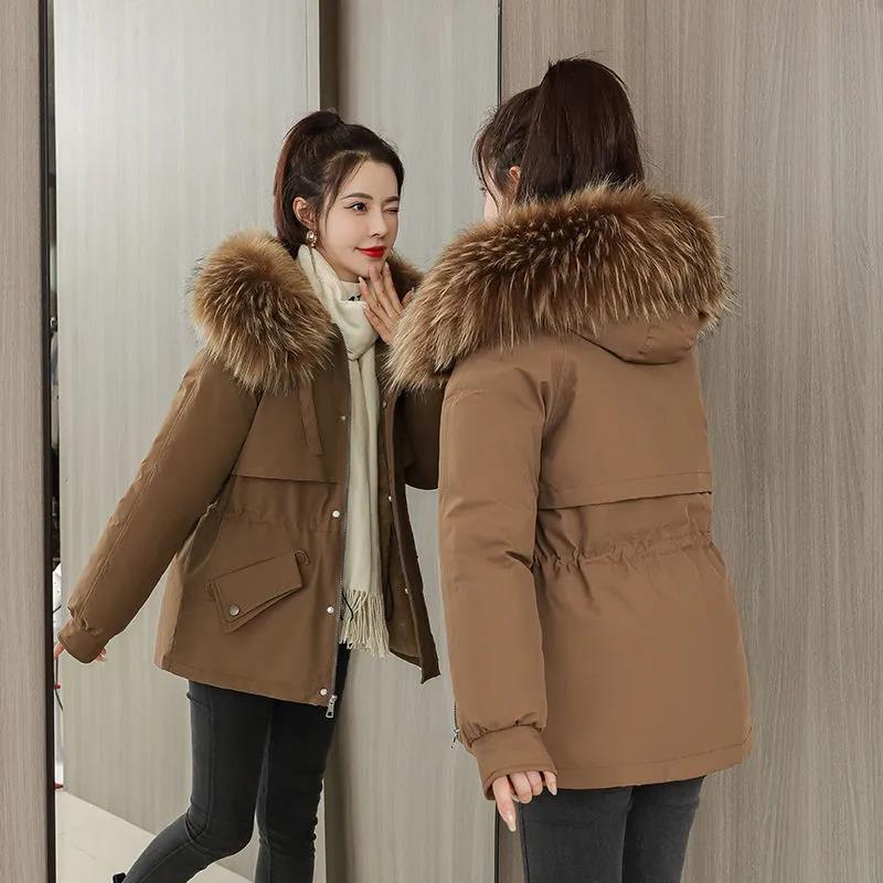 Autumn and Winter Large Cotton-padded Jacket Women's Hooded Pie Overcoming Down Jacket Women's Thickened Warmth Casual Waist Coat