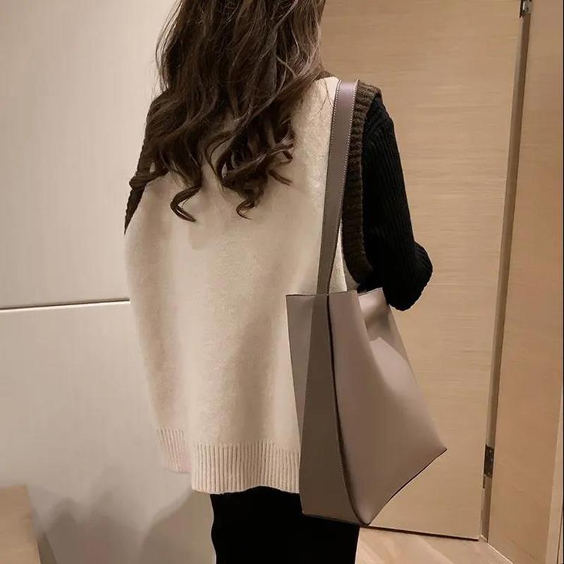 Retro Color Matching V-neck Pullover Sweater Vest Women Loose Sleeveless Vest Top Women Loose Loose Casual Thin Sweater