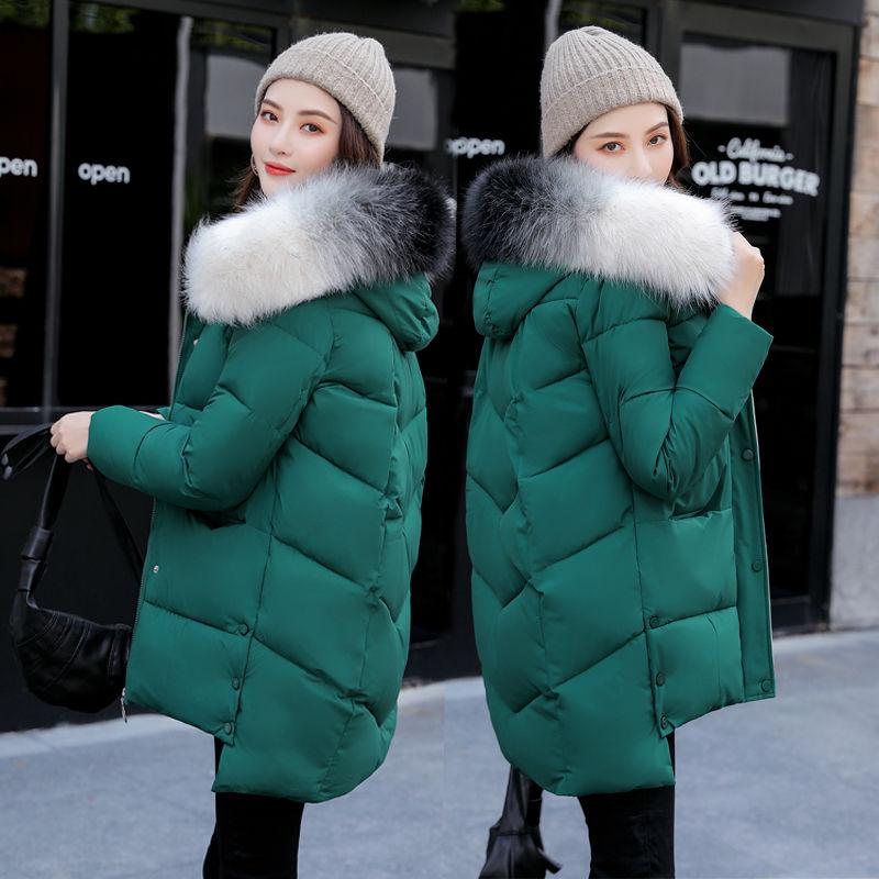 Women's Mid-length Down Cotton Jacket Winter Simple Loose Padded Bread Jacket Student Cotton All-match Parker Clothing