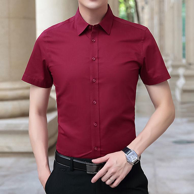 Summer Shirt Men's Short-sleeved Slim Thin Shirt Business Professional Formal Wear Overalls