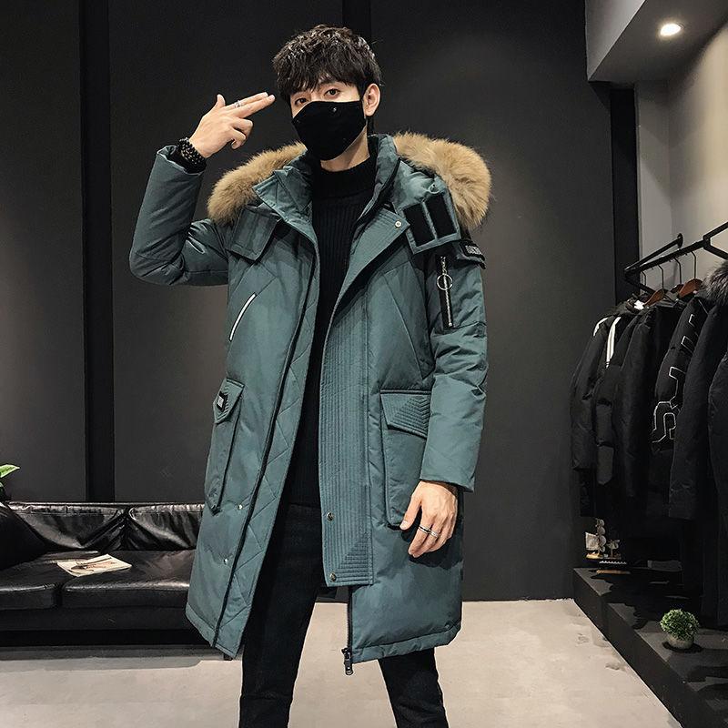 Mid-length Over The Knee Large Size Stand-up Collar Men's Down Jacket Winter Fashion Trend Windproof Warm Youth Jacket