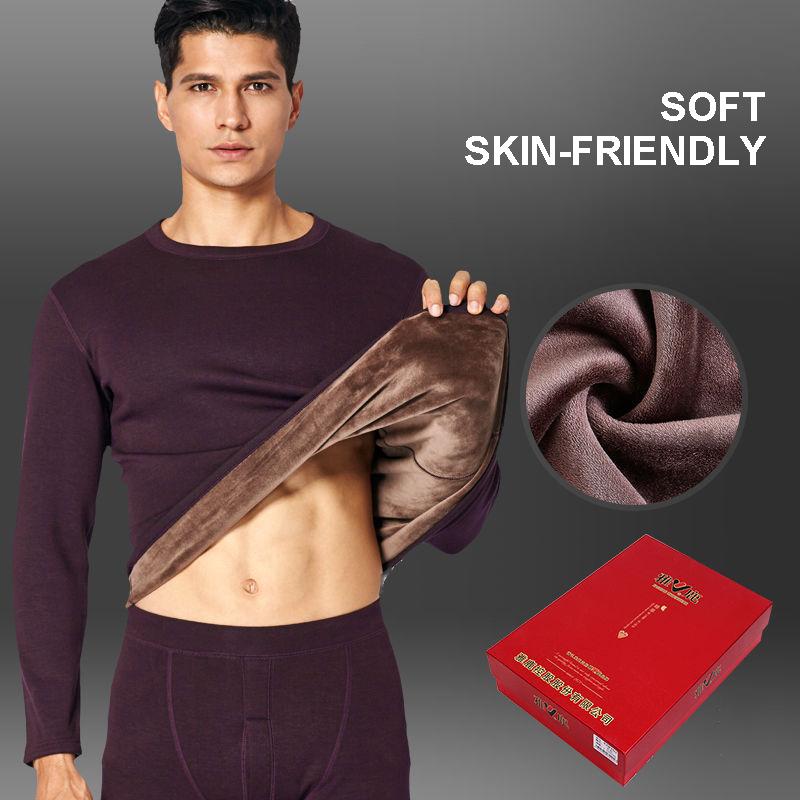 Men's Thermal Underwear Men's Suit Autumn and Winter Plus Velvet Thick Autumn Clothes Long Trousers