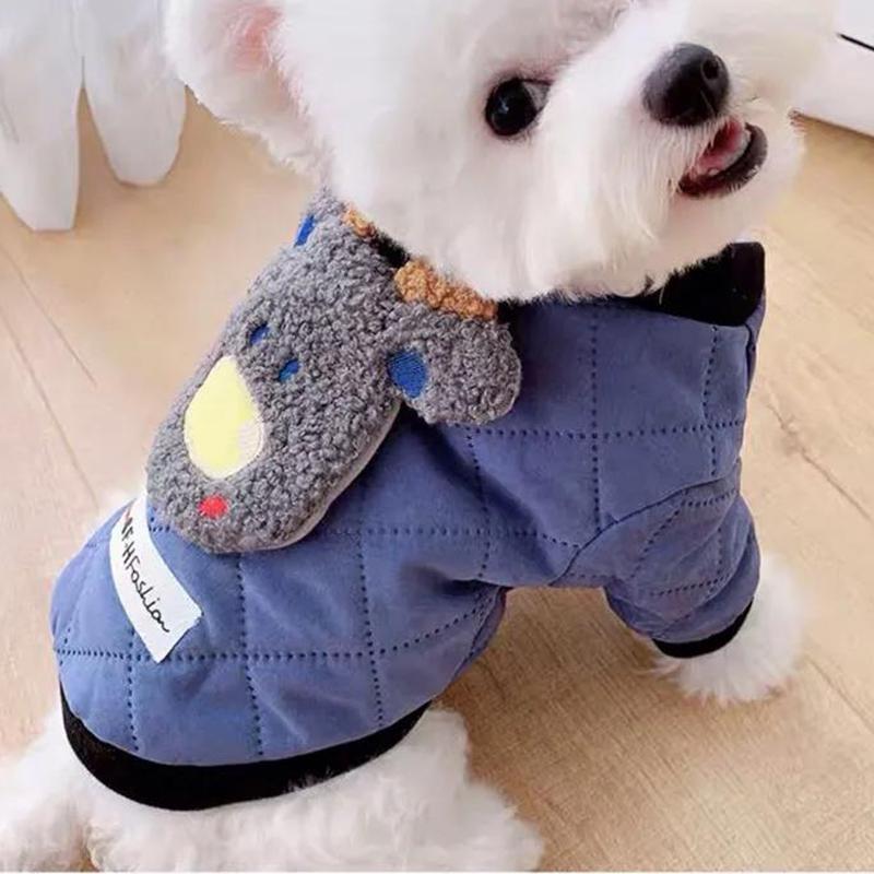 Dog Cat's Winter Clothes Teddy Bichon Small Dog Puppies Coat Pet Autumn and Winter Warm Jacket Outfits Cotton Bear 2 Legs Sleeves Cute Pet Clothing