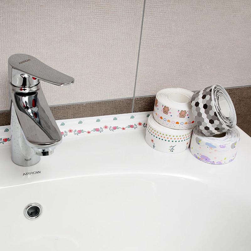 Bathroom Tape Kitchen Mildew Waterproof and Oil Repellent Sticker Sink Toilet Sticker Wall Corner Sticker Waterproof and Mildew Resistant Full Glue