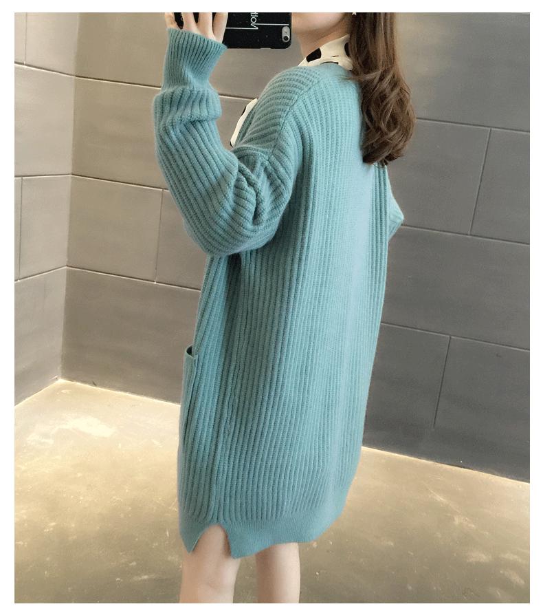 Sweater Coat Women's Autumn and Winter Korean-style Loose-Fit Mid-length Outdoor Knitted Cardigan