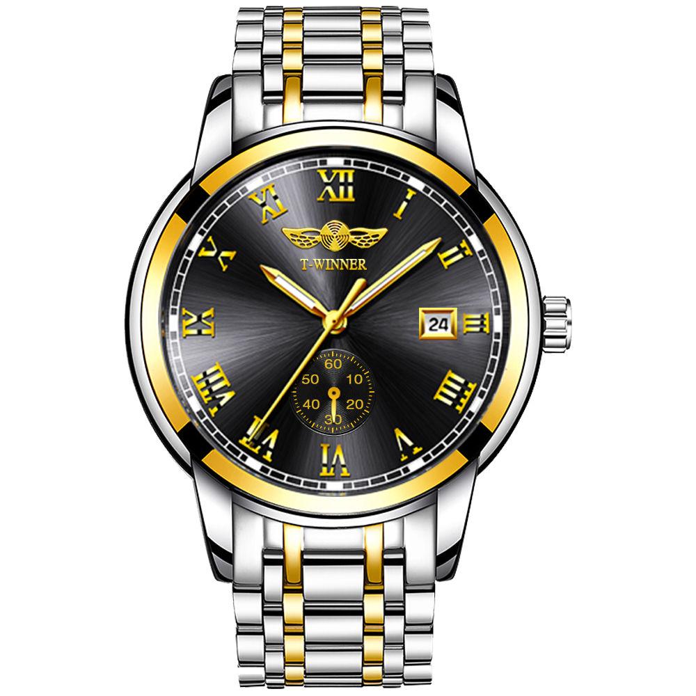 Design Mechanical Watch Men Stainless Steel Business Waterproof Wristwatch