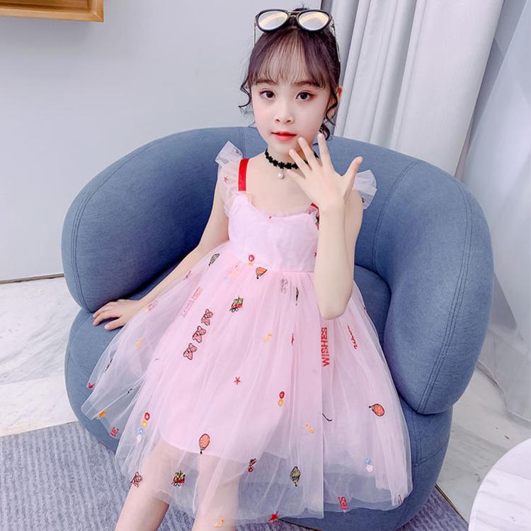 Children Dress Spring Summer Kids Clothing Sling Girls Yarn Skirt Sleeveless Princess Dress Girl 4 13 Years