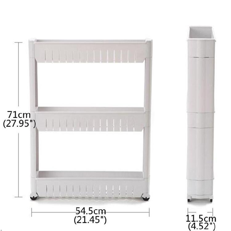 4-Tier Gap Kitchen Storage Rack Shelf Slim Slide Tower Movable Assemble Wheels Kitchen Remodeling