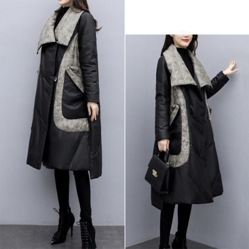 Women's Solid Color Down Jacket Mid-length Down Jacket Winter Korean Style Loose Coat Warm Stand-collar Down Jacket Quilted Jacket