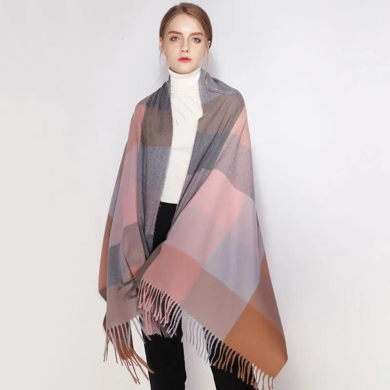 Scarfs for Women Cashmere Warm Tassel Long Plaid Ladies Scarves Shawls Fashion Scarf Wraps Female