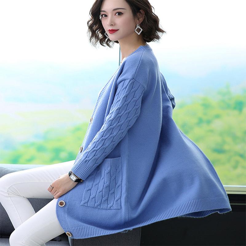 Cardigan Sweater Women's Medium Long Loose Thin Section 2022 Plus Size Spring and Autumn Wear Knitted Coat