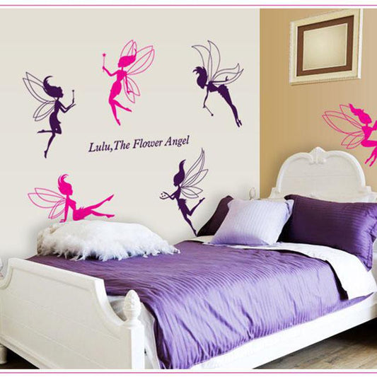 Elf Flower Fairy English Bedroom Children's Room Kindergarten Wallpaper Wallpaper Wall Sticker