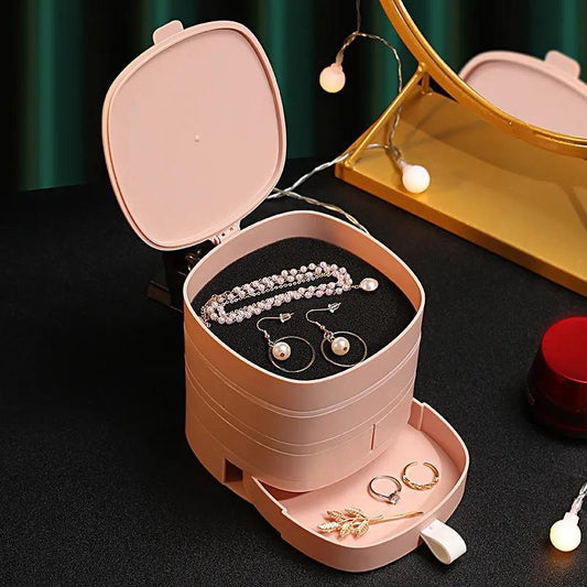 Travel Portable Jewelry Box Jewelry Storage Box Case Holder Multi-function Earring Necklace Plate Jewelry Organizer