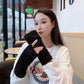 Women's Winter Plush Gloves Cute Fingerless Wristband Korean Thickening Warm Typing Arm Wrap Half Finger Mittens Hand Wrist Warm Thermal Gloves